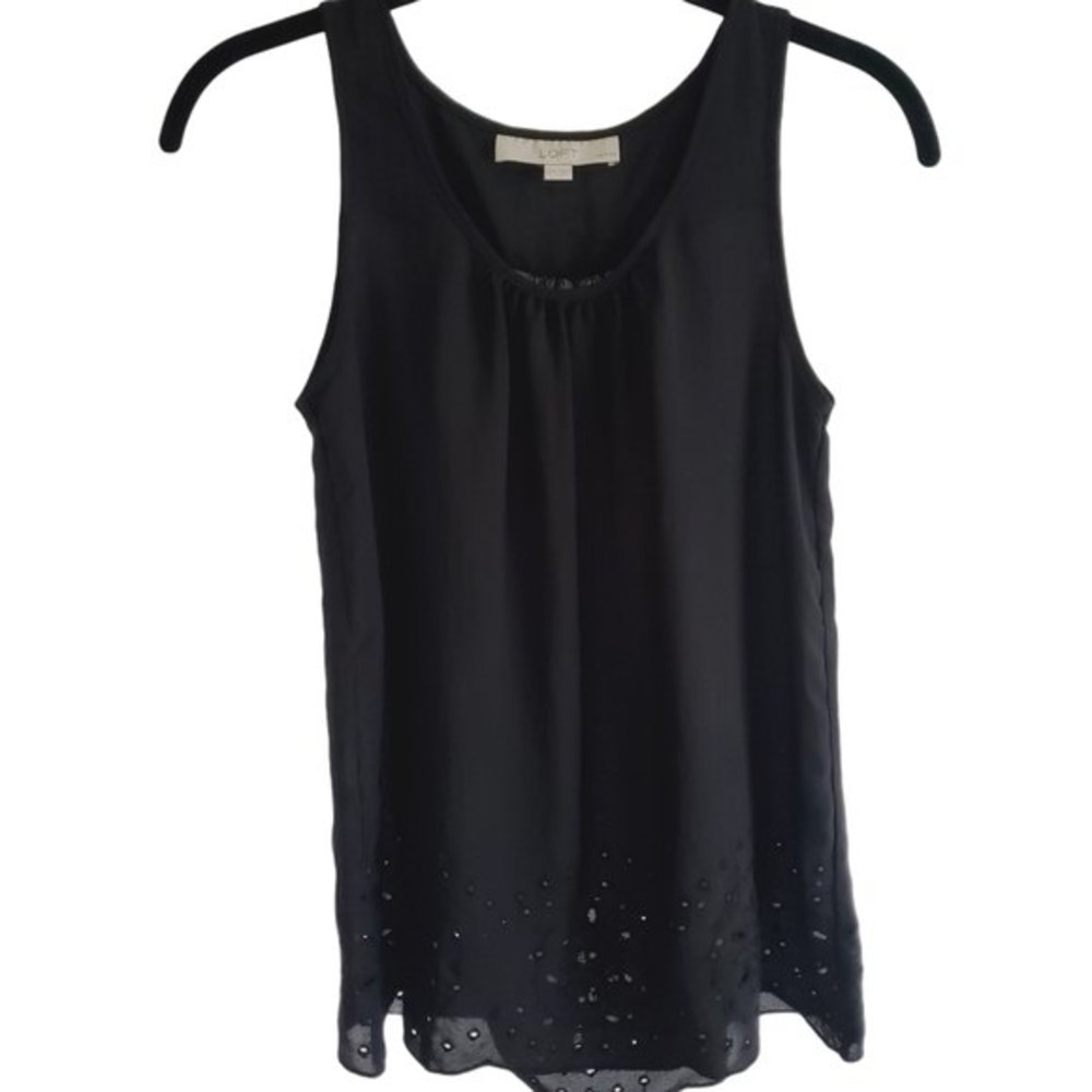 LOFT Scoop Neck Eyelet Blouse Tank Size XSP